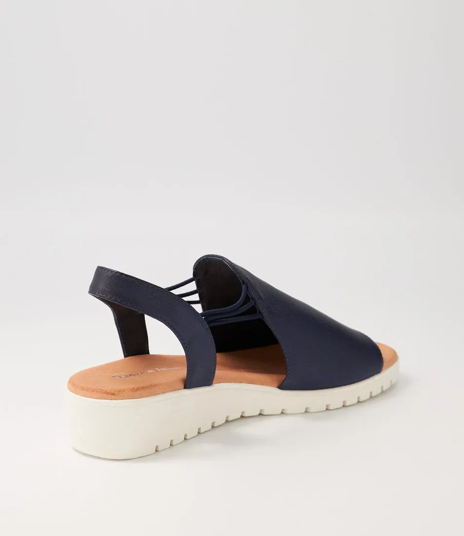 DJANGO & JULIETTE Marliss Navy Leather Sandals Ws