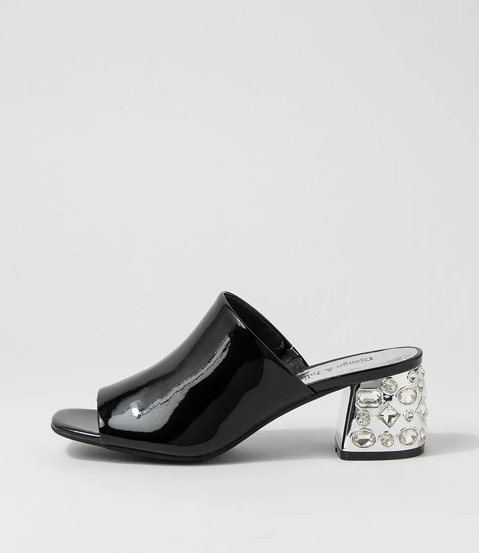 DJANGO & JULIETTE Pansie Black Patent Leather Mules