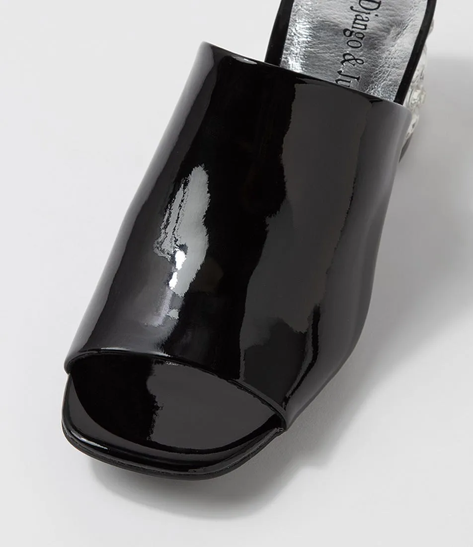 DJANGO & JULIETTE Pansie Black Patent Leather Mules