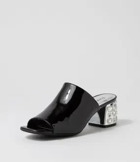 DJANGO & JULIETTE Pansie Black Patent Leather Mules