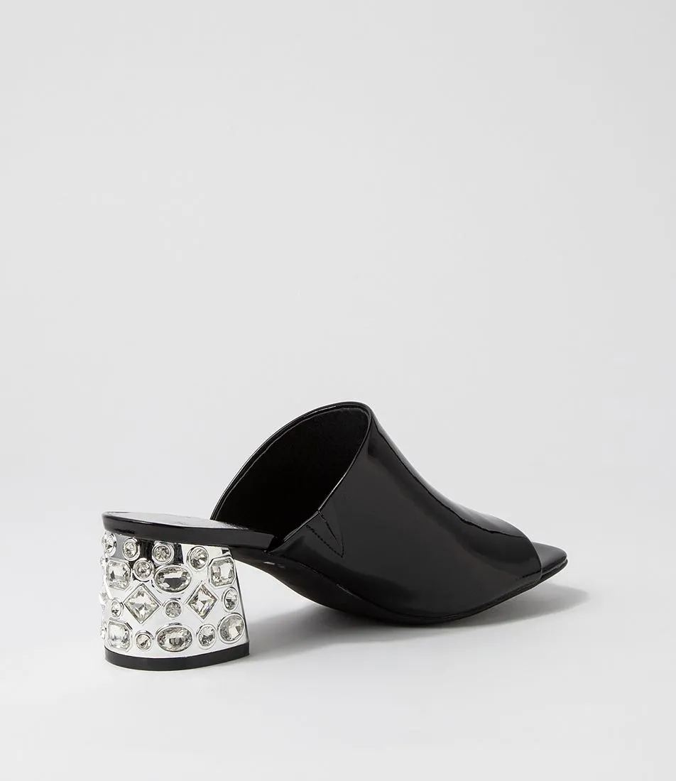 DJANGO & JULIETTE Pansie Black Patent Leather Mules