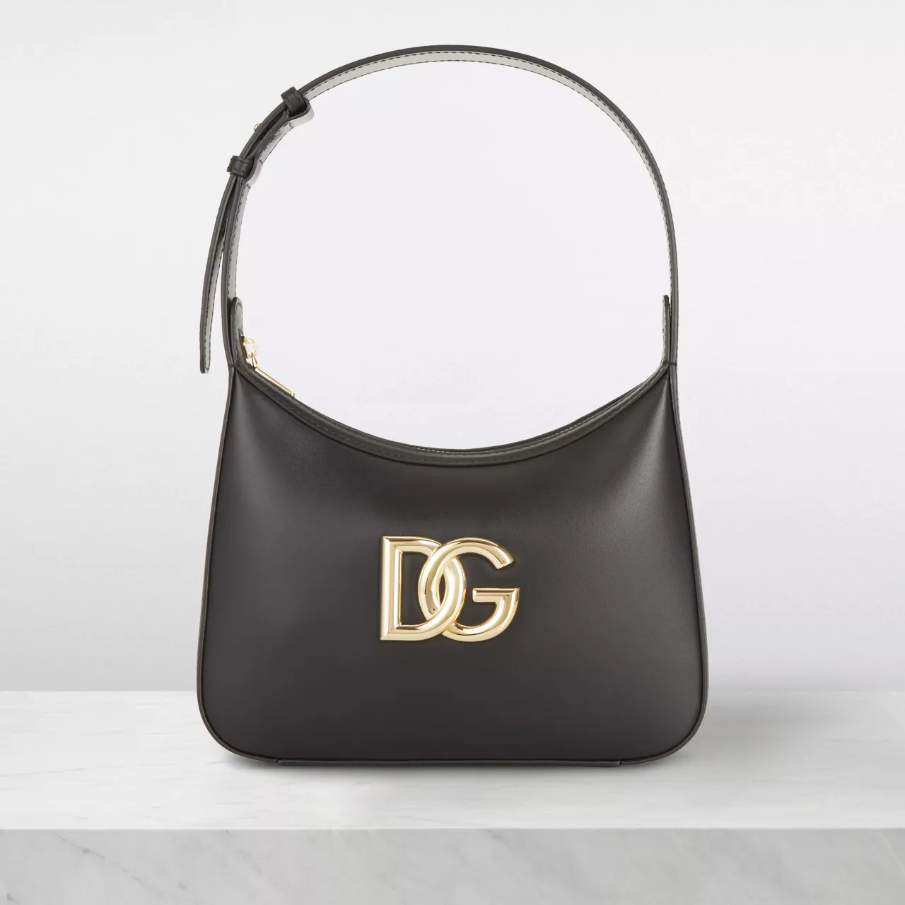 DOLCE & GABBANA DG Logo Leather Shoulder Bag - Black