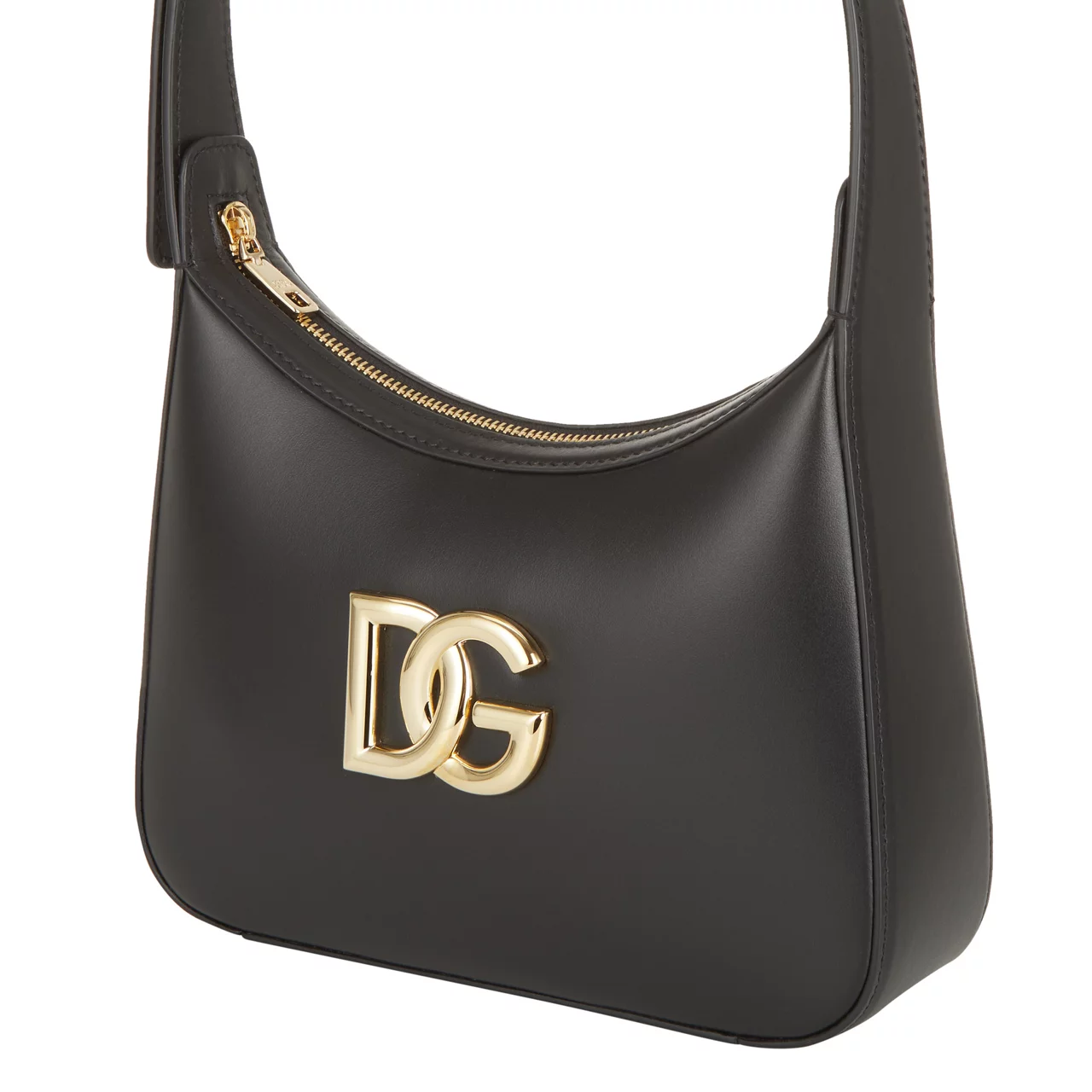 DOLCE & GABBANA DG Logo Leather Shoulder Bag - Black