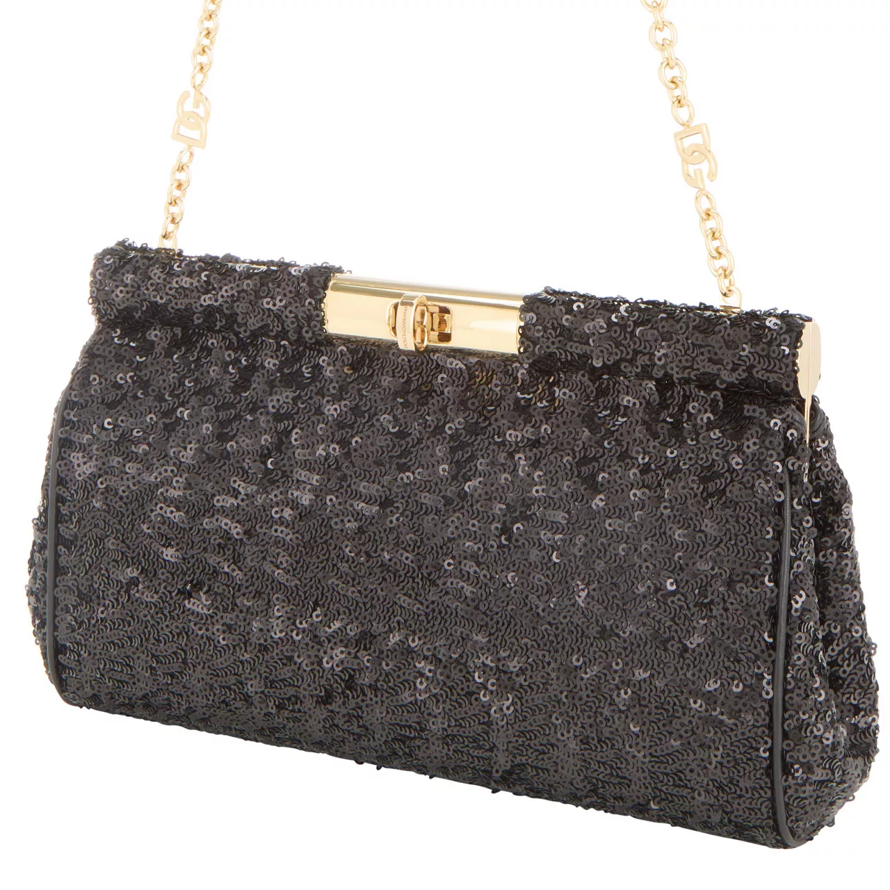 DOLCE & GABBANA Marlene Sequin Medium Shoulder Bag - Nero