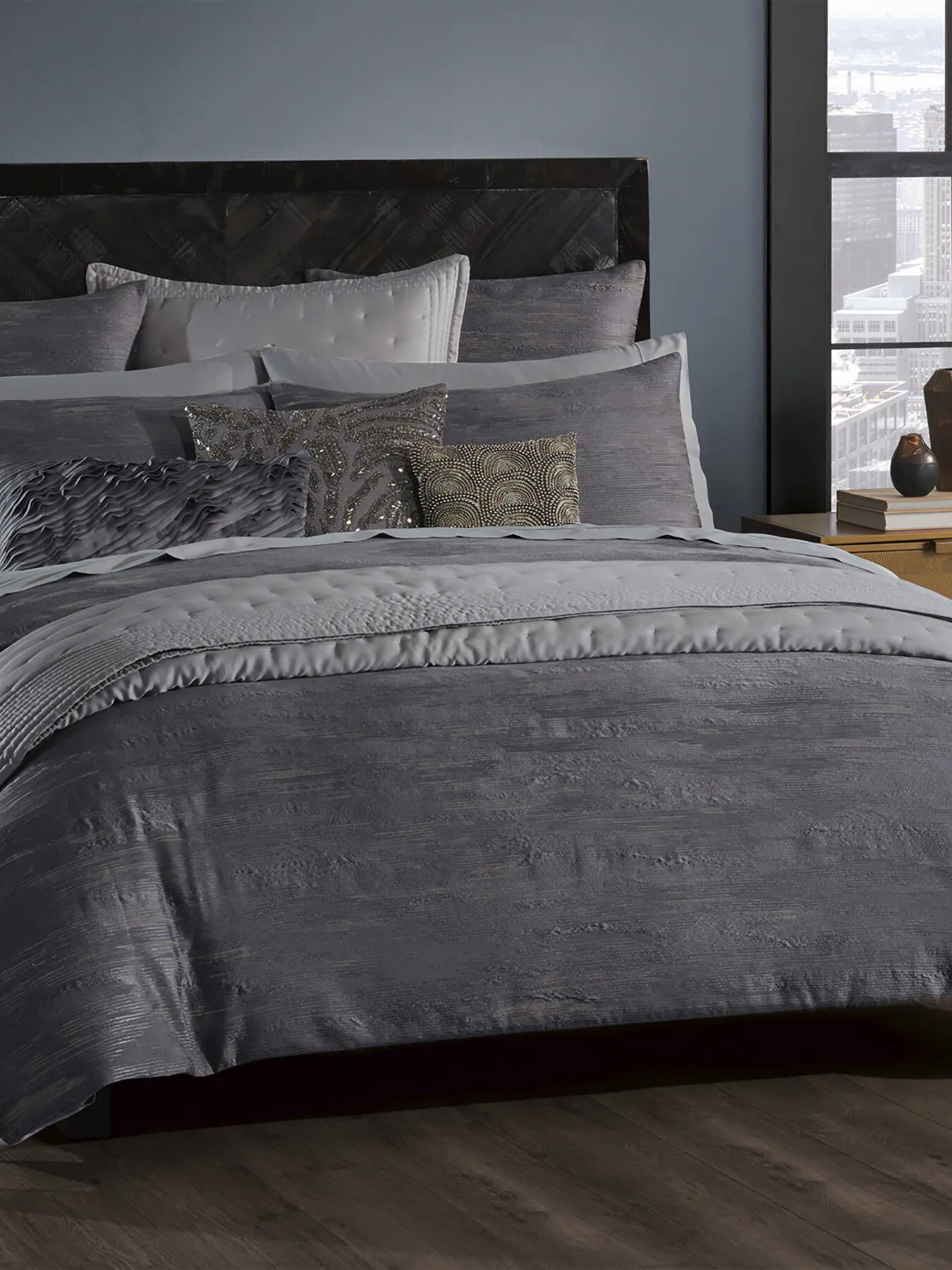 Donna Karan Home Gravity Duvet Cover - Size Double Grey