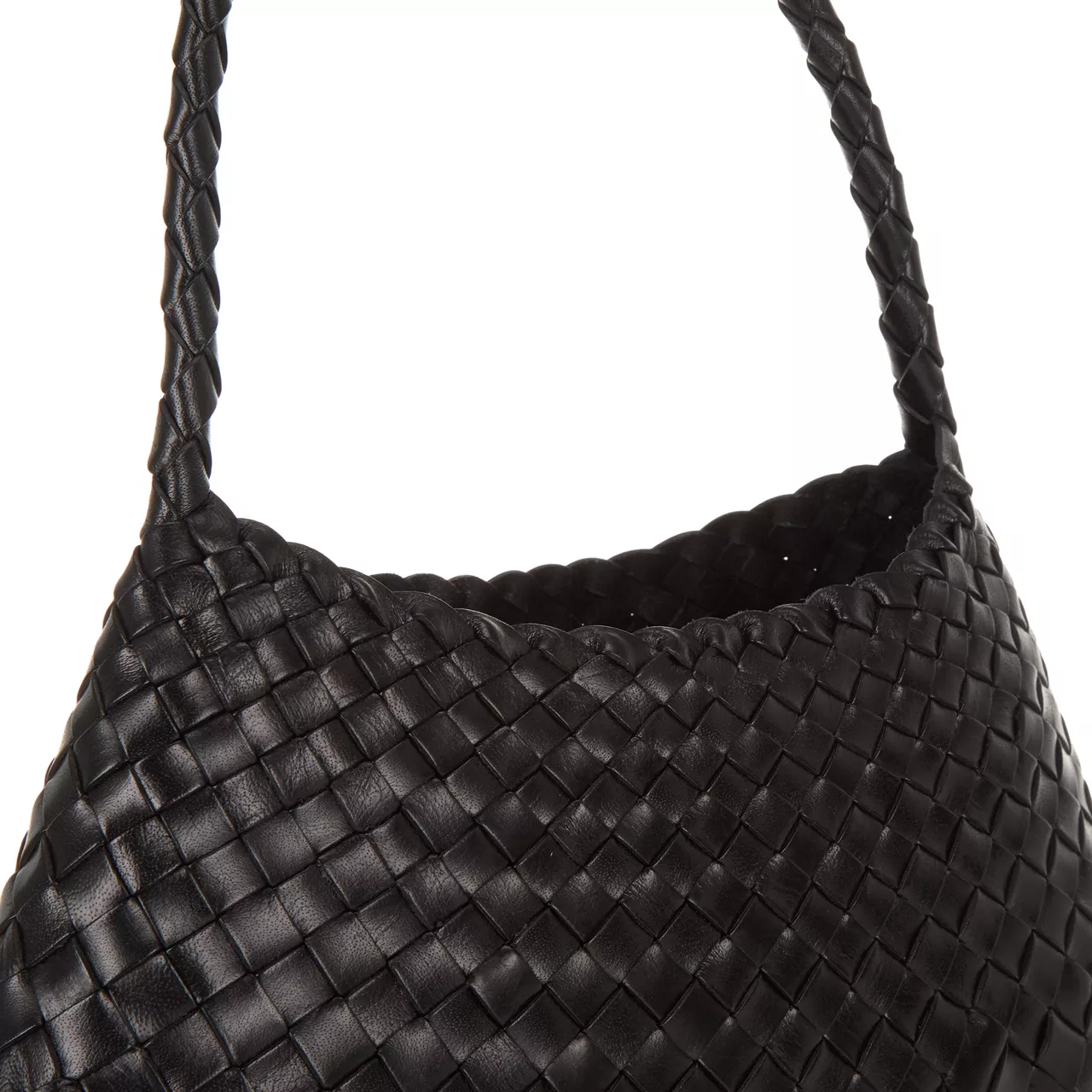 DRAGON DIFFUSION Rosanna Woven Leather Shoulder Bag - Black