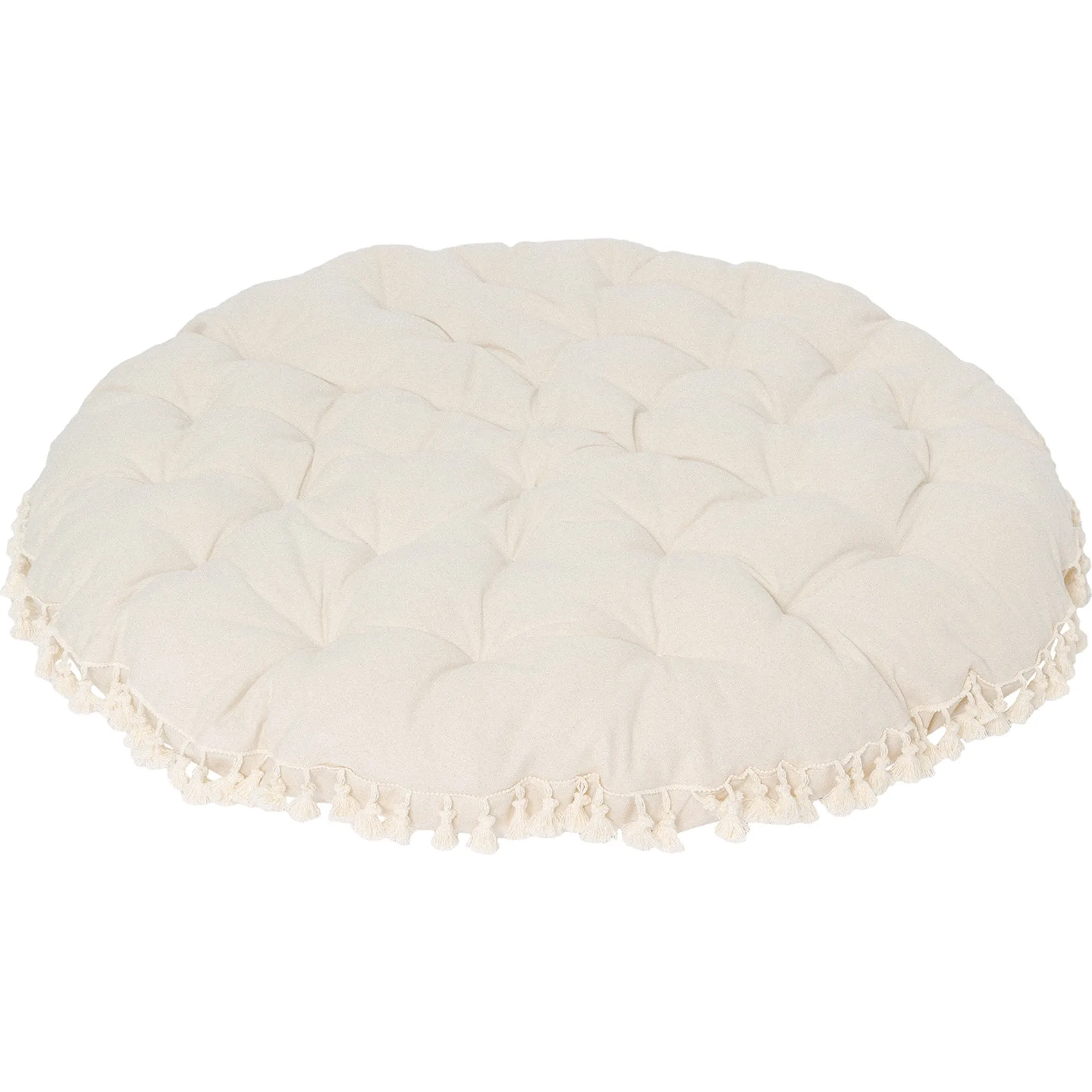 E&E Round Padded Play Mattress, Natural Tassel