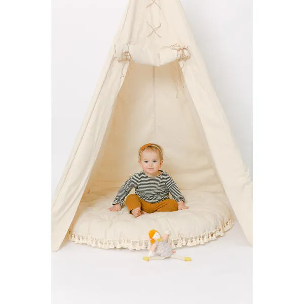 E&E Round Padded Play Mattress, Natural Tassel