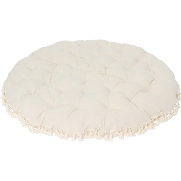 E&E Round Padded Play Mattress, Natural Tassel