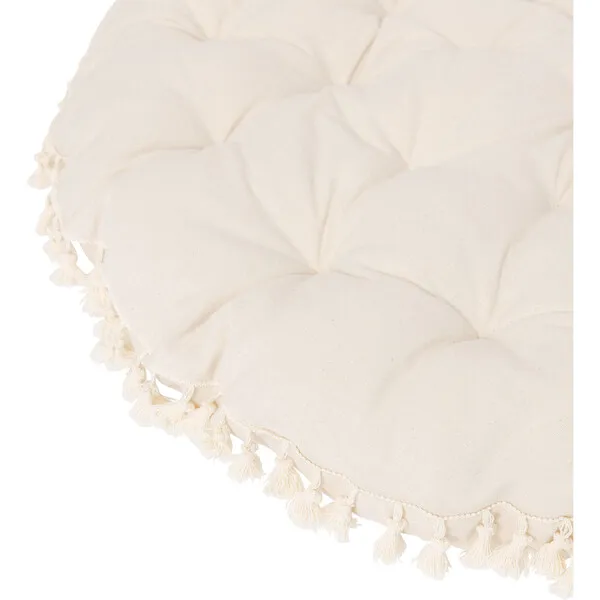 E&E Round Padded Play Mattress, Natural Tassel