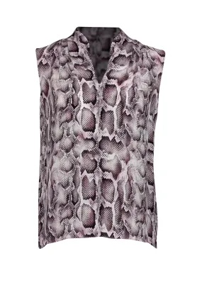 Elie Tahari - Light Pink & Black Snakeskin Print Sleeveless Silk Top Sz S