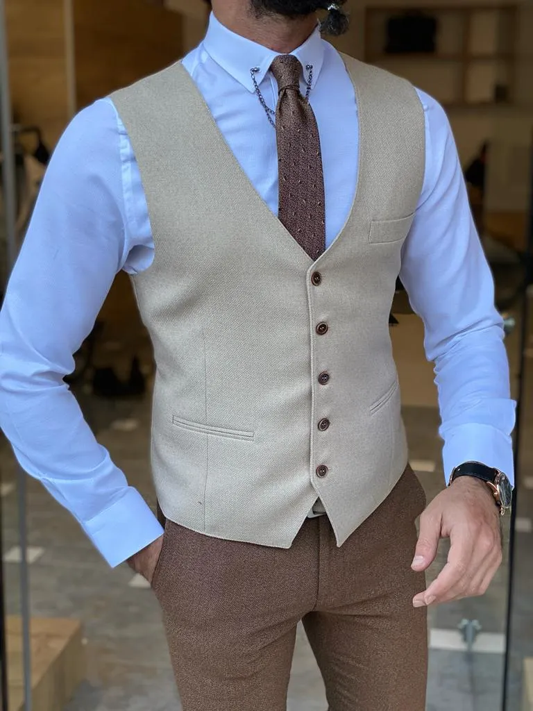 Forenza Beige Slim Fit Wool Vest