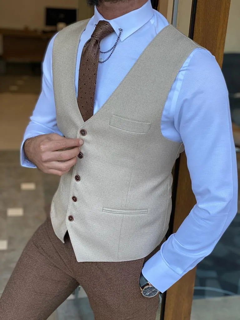 Forenza Beige Slim Fit Wool Vest