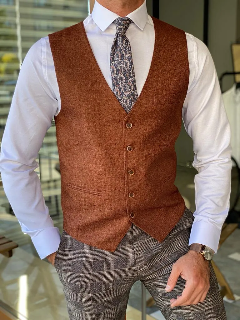 Forenza Brown Slim Fit Wool Vest