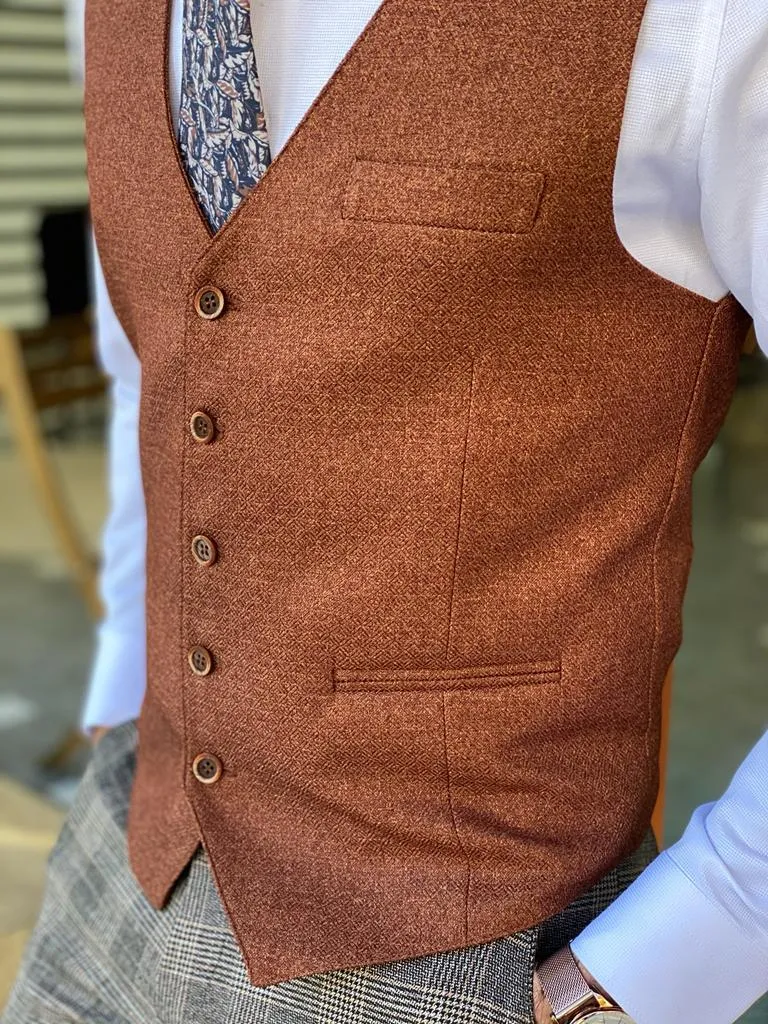 Forenza Brown Slim Fit Wool Vest