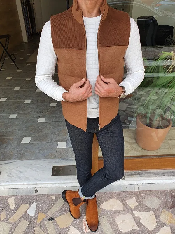 Forenza Camel Slim Fit Cotton Vest