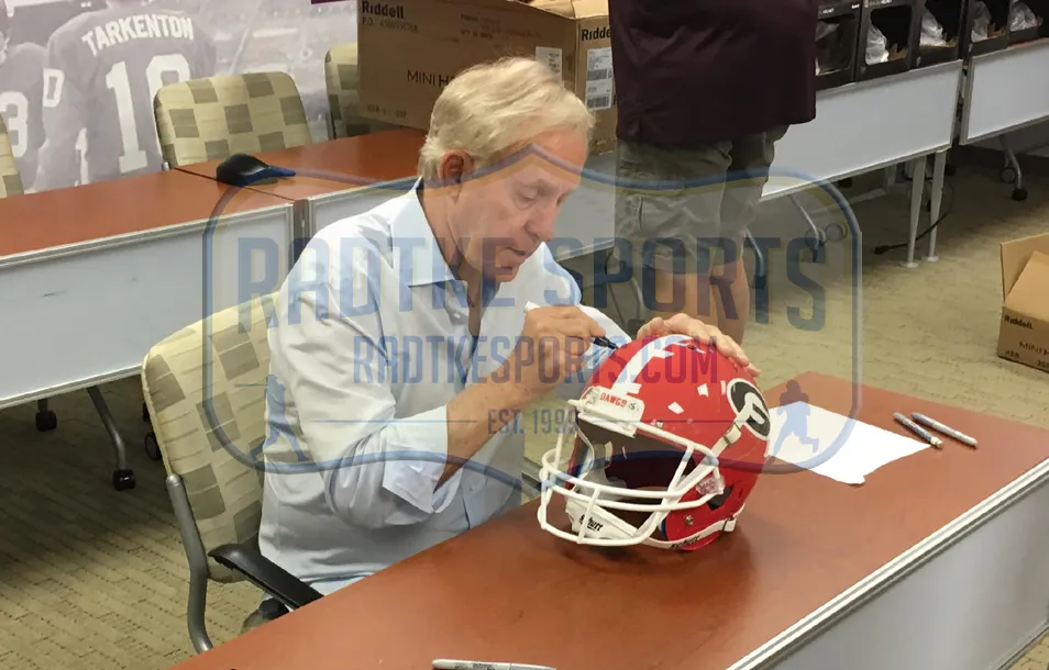 Fran Tarkenton Signed Georgia Bulldogs Schutt Full Size Helmet With CHOF 87 Inscription