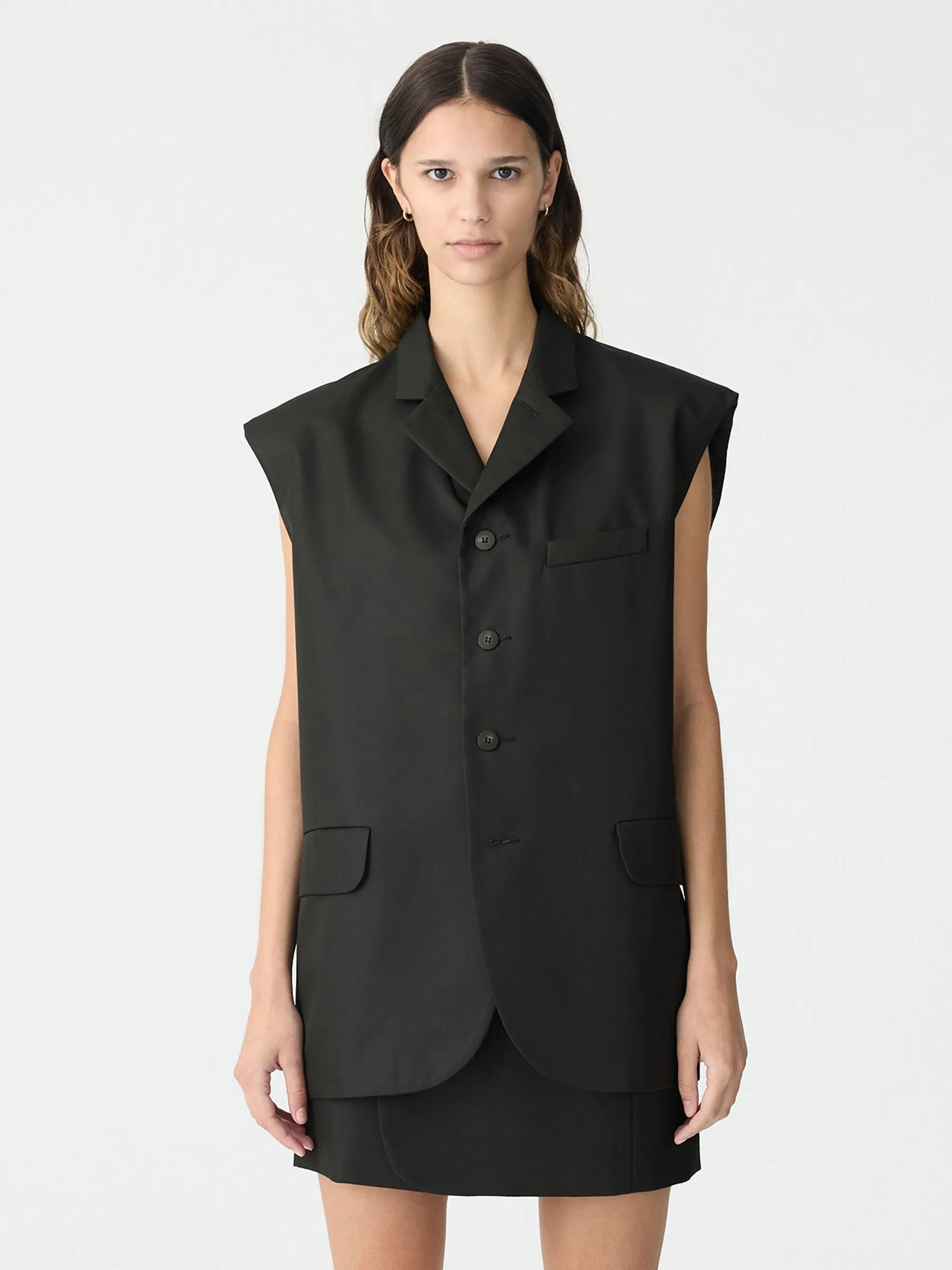 gabardine cut out vest