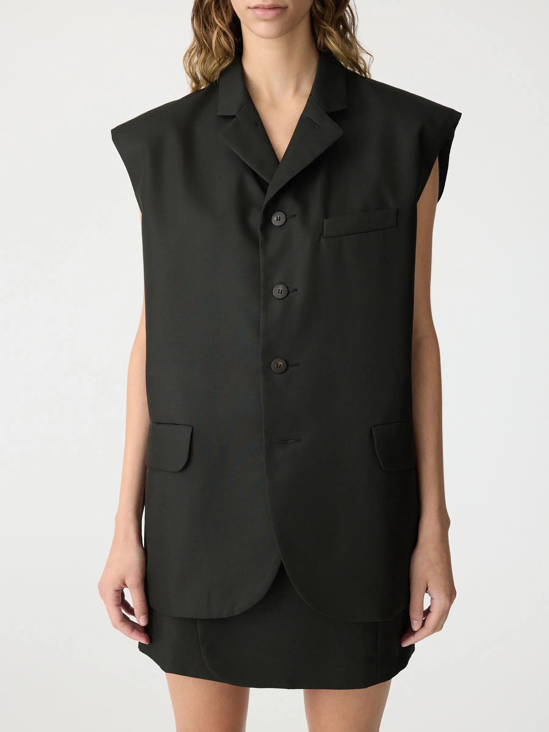 gabardine cut out vest