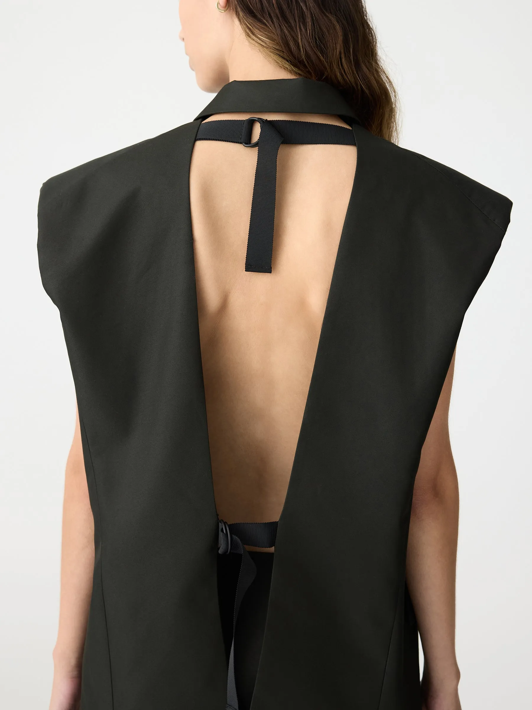 gabardine cut out vest