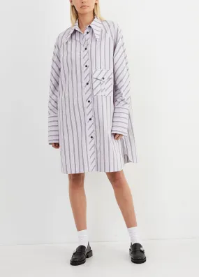 Ganni -  Stripe Cotton Oversized Shirt Dress - Dress