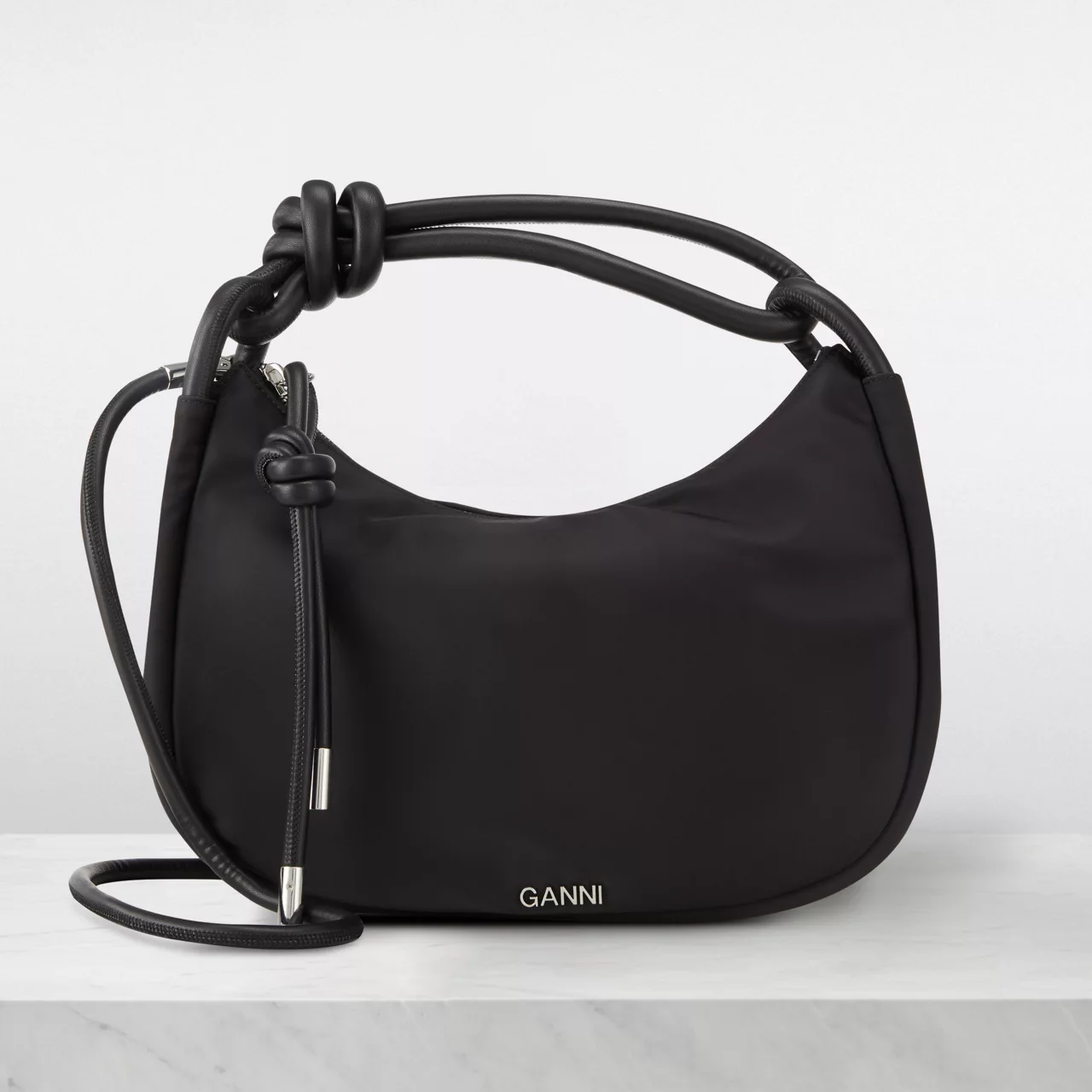 GANNI The Sustainable Edit Knot Baguette Shoulder Bag - Black