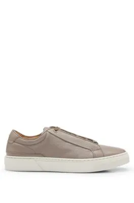 Gary grained-leather trainers with logo lace loop