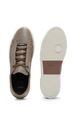 Gary grained-leather trainers with logo lace loop