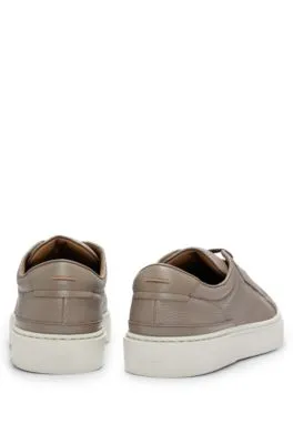 Gary grained-leather trainers with logo lace loop