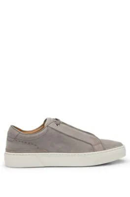 Gary suede low-top trainers with branded lace loop