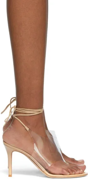 Gianvito Rossi Transparent & Beige Nerea Heeled Sandals