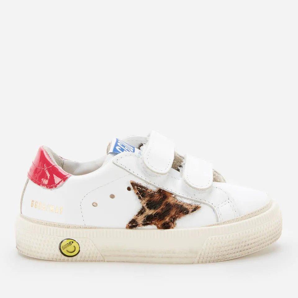 Golden Goose Toddlers' Leather Upper And Stripes Leopard Horsy Trainers - White/Beige Brown Leo/Fuxia - UK 3 Infant | Coggles