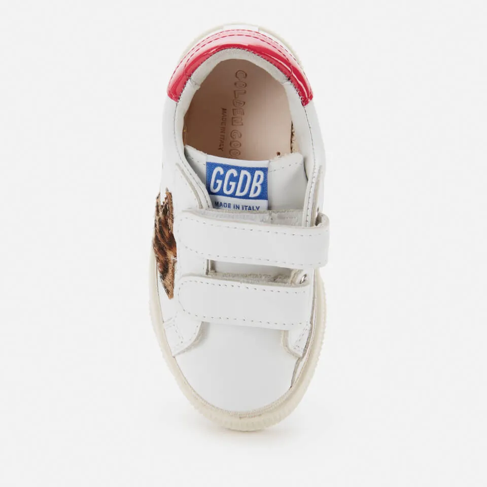 Golden Goose Toddlers' Leather Upper And Stripes Leopard Horsy Trainers - White/Beige Brown Leo/Fuxia - UK 3 Infant | Coggles