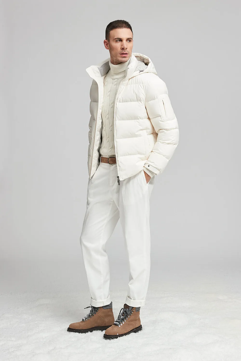 Goose down jacket in anti-drop technical microfiber