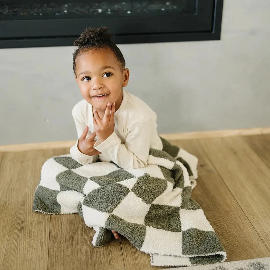 Green Checkered Plush Blanket