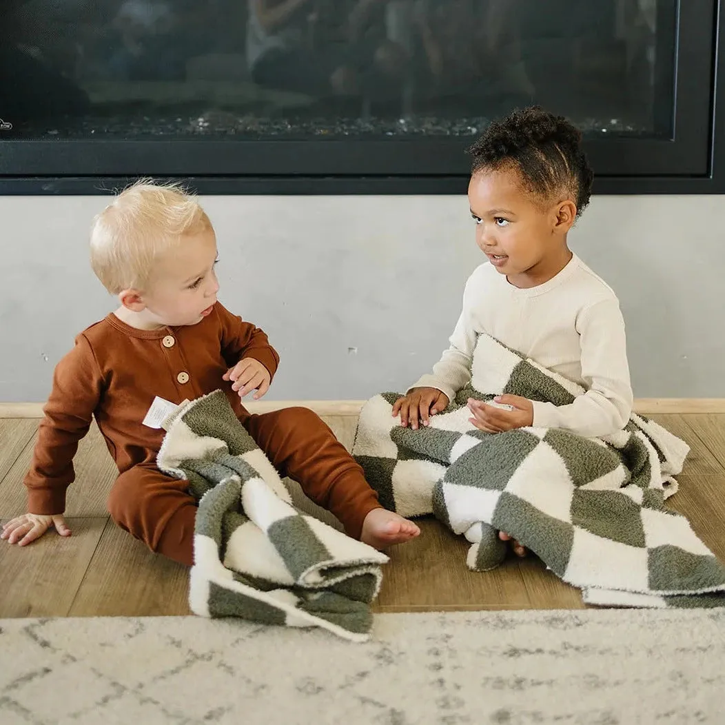 Green Checkered Plush Blanket