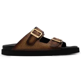 Harris Firenze 1913 Embossed Stingray Sandals Brown