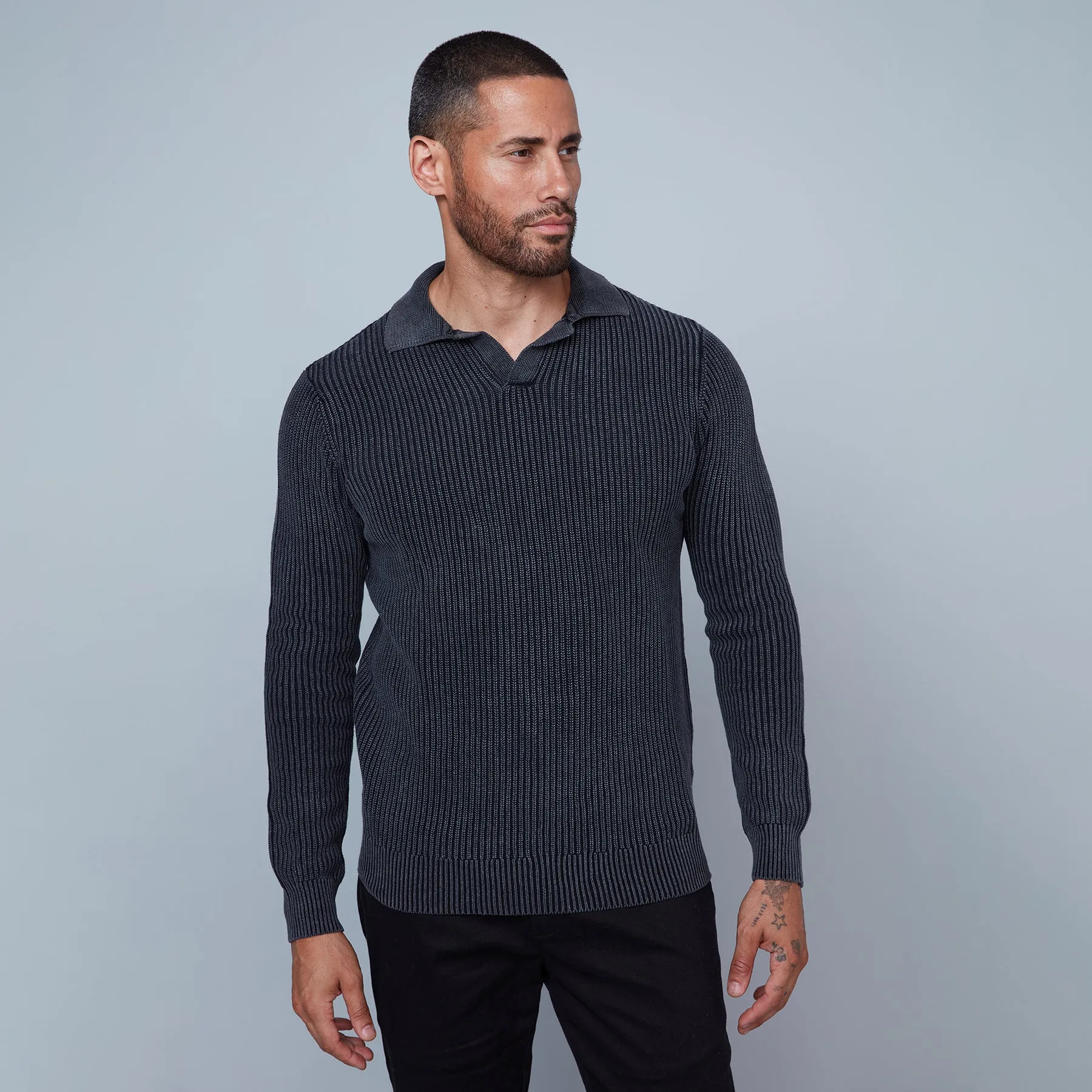 Hedge Mens LS Johnny Collar Sweater