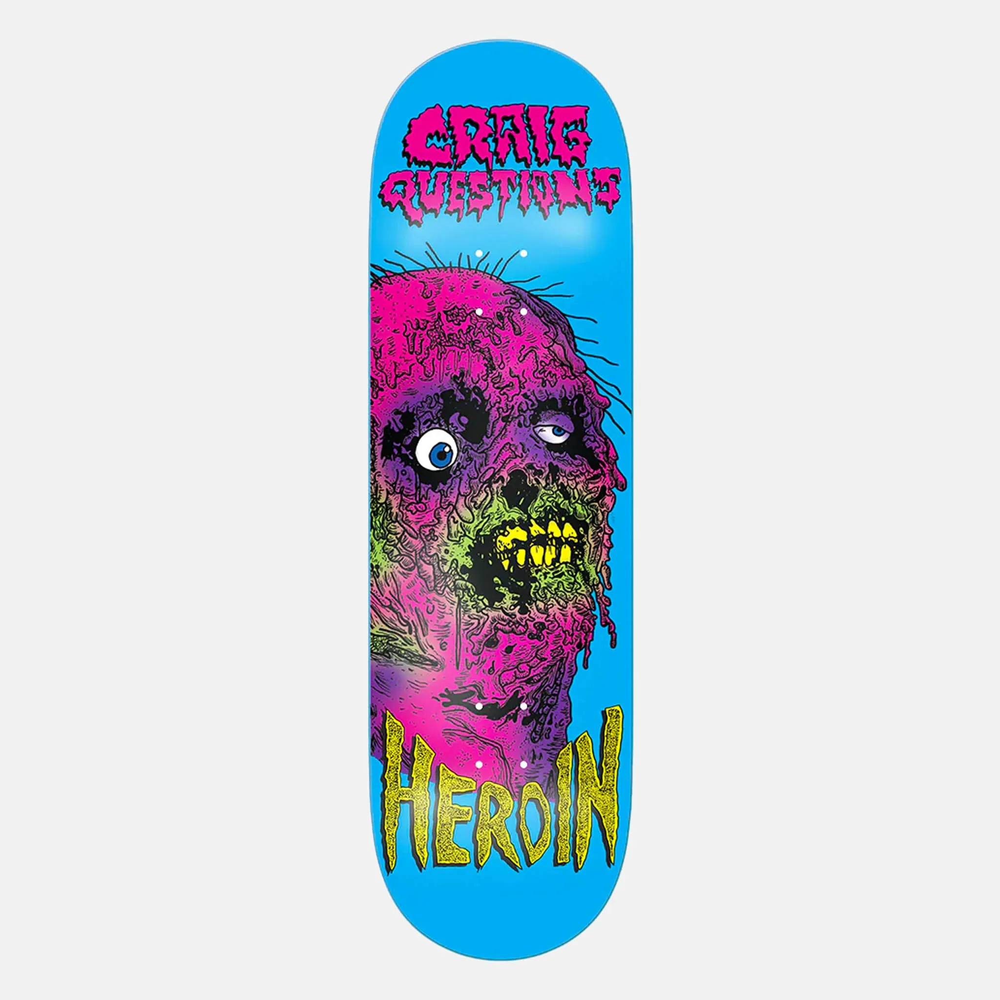 Heroin Skateboards - 9.25 Craig Questions Face Melter Skateboard Deck (Blue)