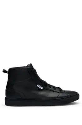 High-top trainers in grained faux leather