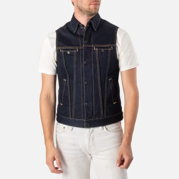 Ignition Works 19oz Stretch Denim Trucker Vest - Indigo