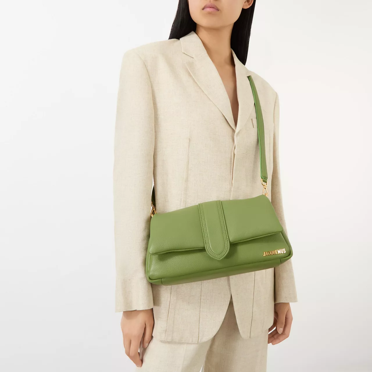 JACQUEMUS The Sustainable Edit Le Bambimou Leather Shoulder Bag - Green