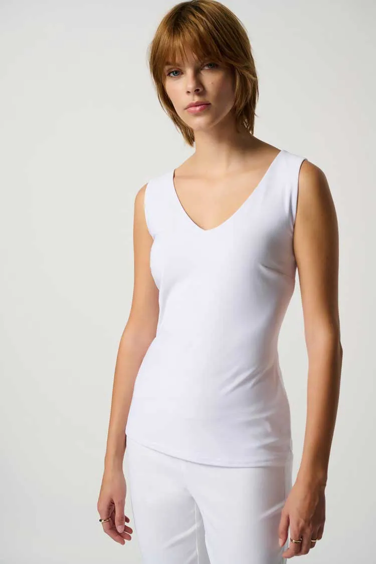 Joseph Ribkoff V Neck Sleeveless Top, White