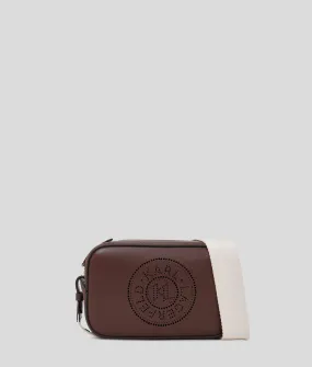 Karl Lagerfeld, K/circle Perforated Crossbody Bag, Woman, Dark Chocolate, Size: One size