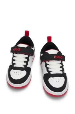 Kids' trainers in faux leather with branded strap