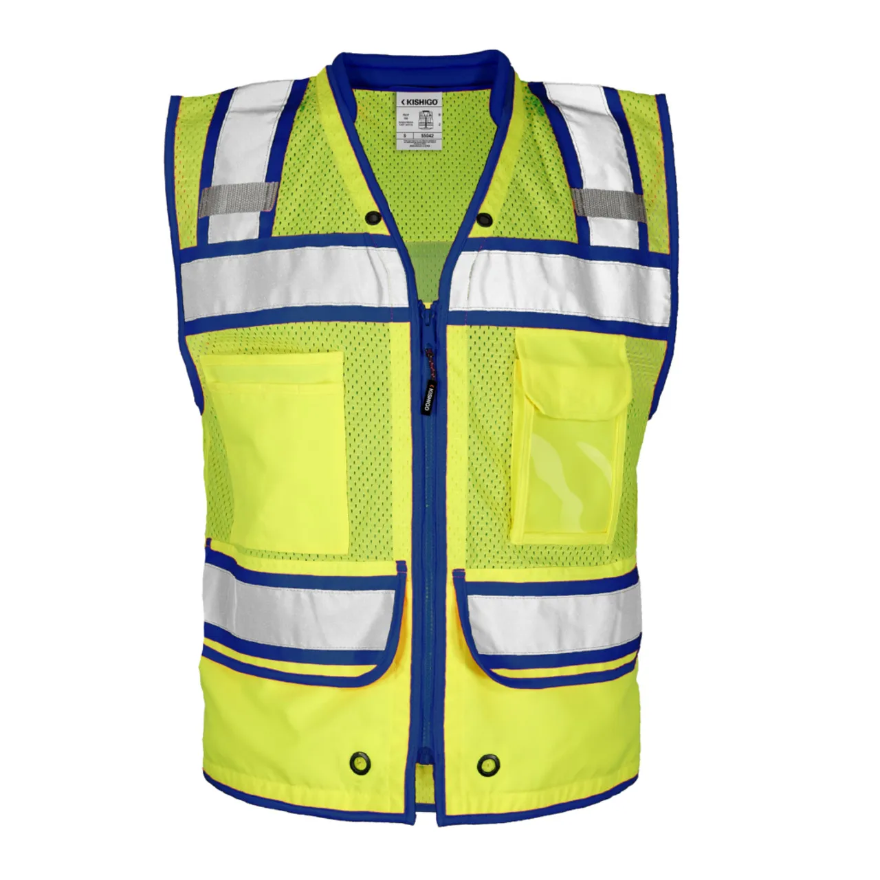 Kishigo Color Contrast High Performance Surveyors Vest Lime-Royal Blue S5042