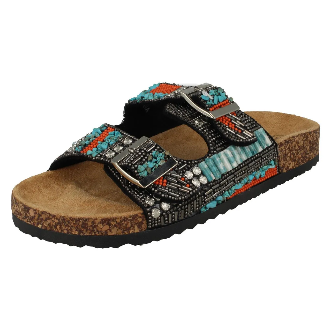 Ladies Down To Earth Beaded Mules F00251