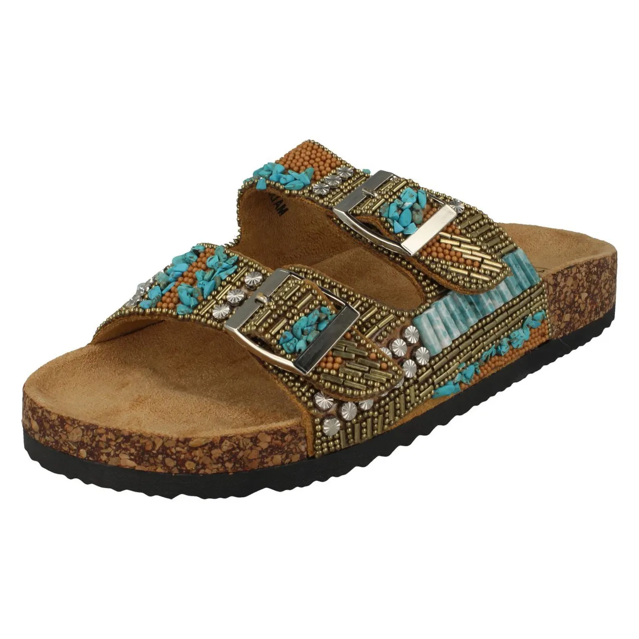 Ladies Down To Earth Beaded Mules F00251