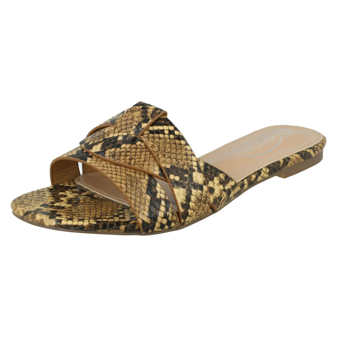 Ladies Spot On Flat Mules F0R0337