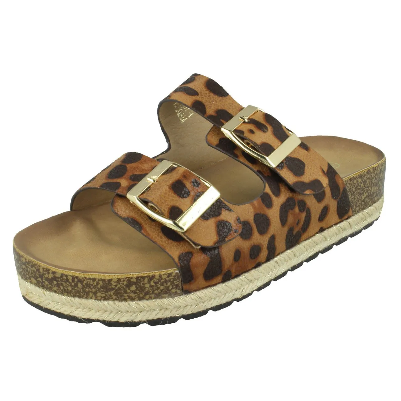 Ladies Spot On Leopard Print Mules F1R0955